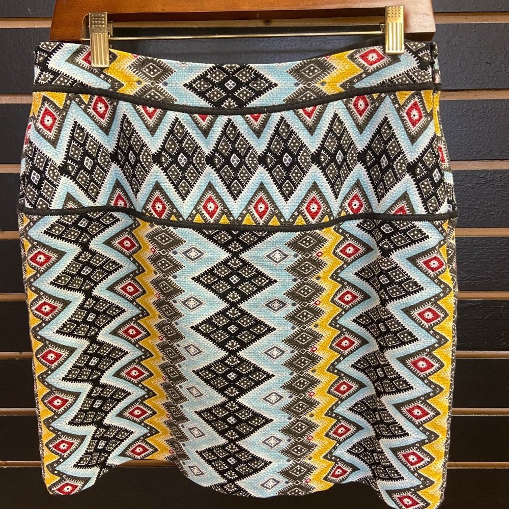 Loft multicolor aztec tribal lined skirt